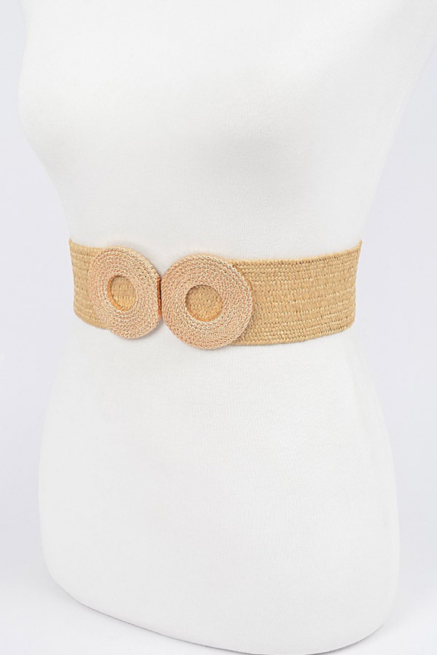 Abigail Large Two Ring Buckle Woven Belt Khaki