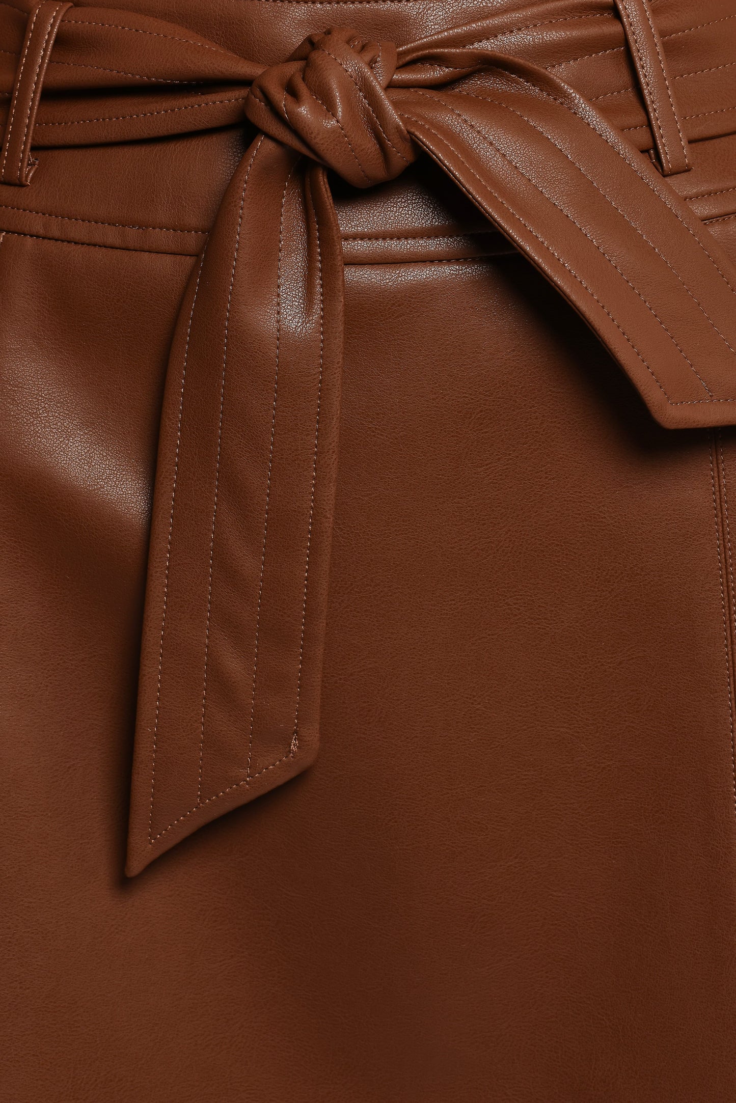 Adaline Faux Leather Midi Skirt - Brown