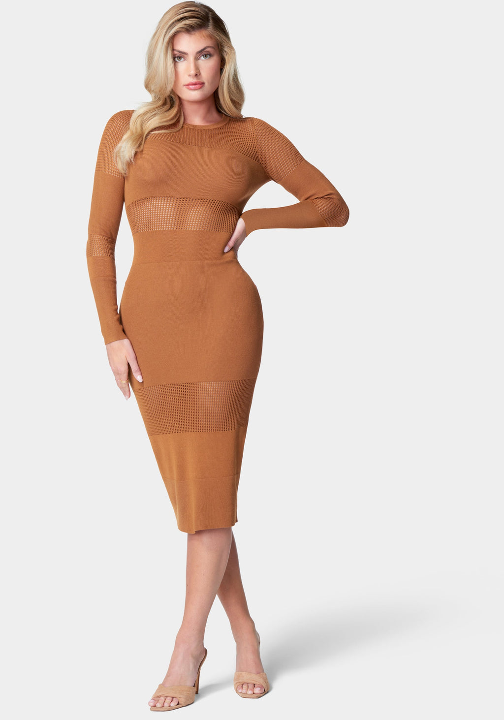 Pointelle Panel Midi Dress