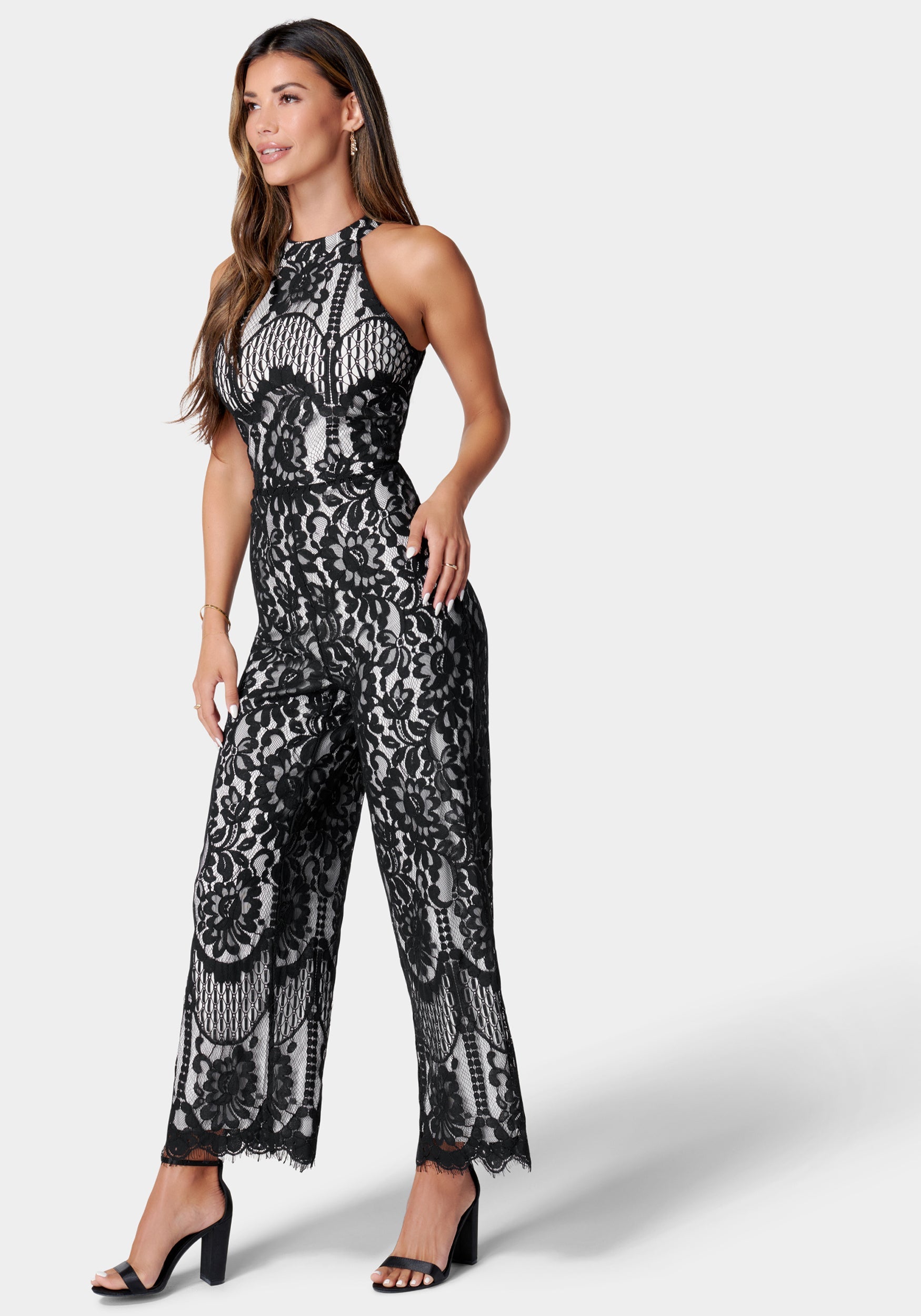Halter Neck Lace Jumpsuit
