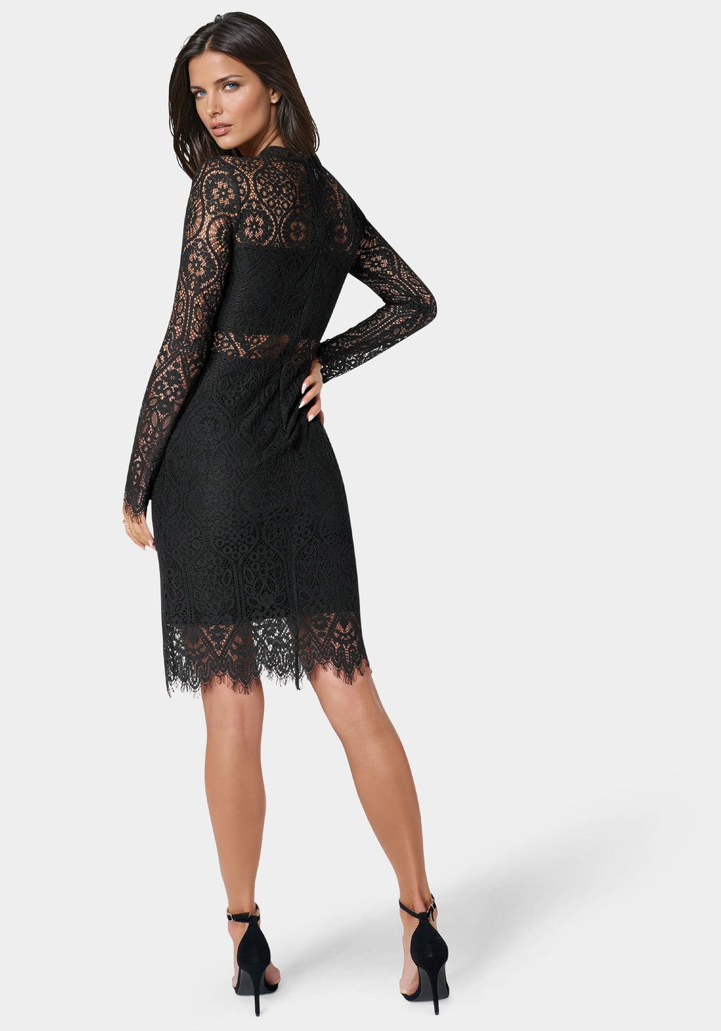 Bandeau Scallop Lace Pencil Dress