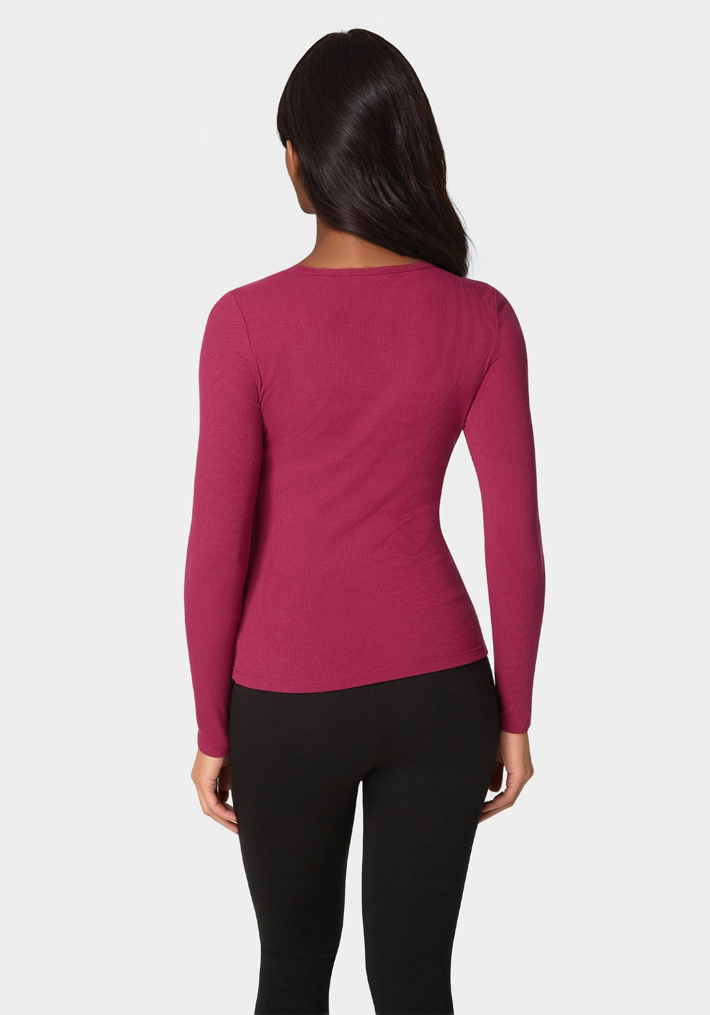 Long Sleeve Scoop Neck Bebe Logo Rib Top