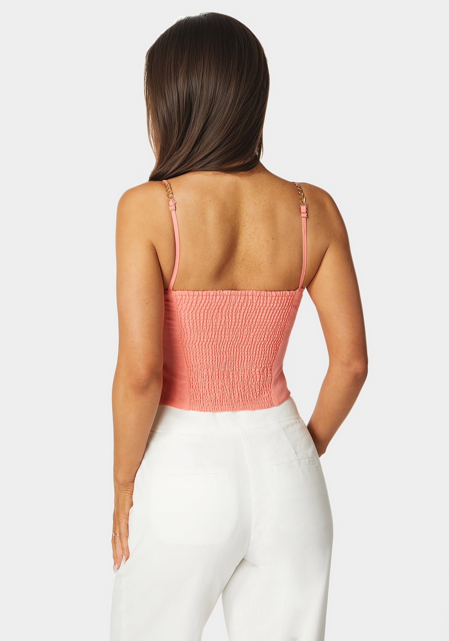 Adjustable Chain Strap Twisted Front Top