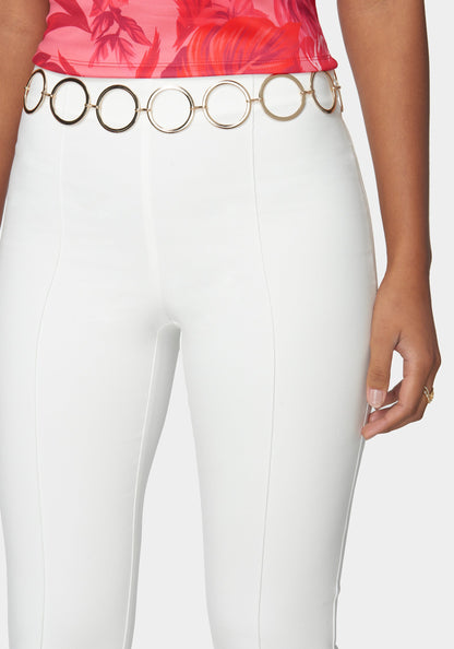 Ring Belt Pintuck Slim Leg Pant