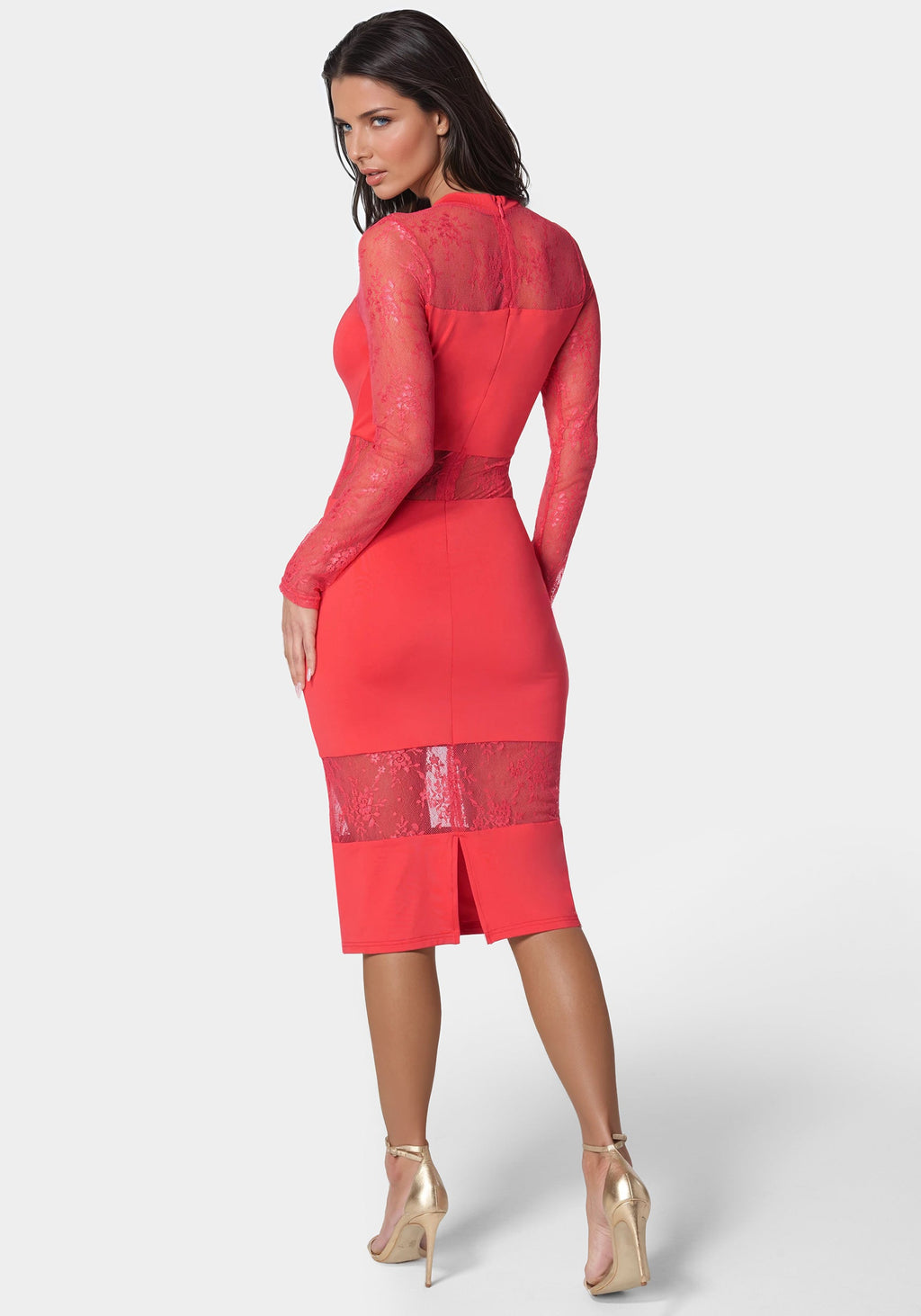 Multi Lace Inset Midi Dress