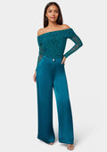 Off Shoulder Flocked Mesh Top