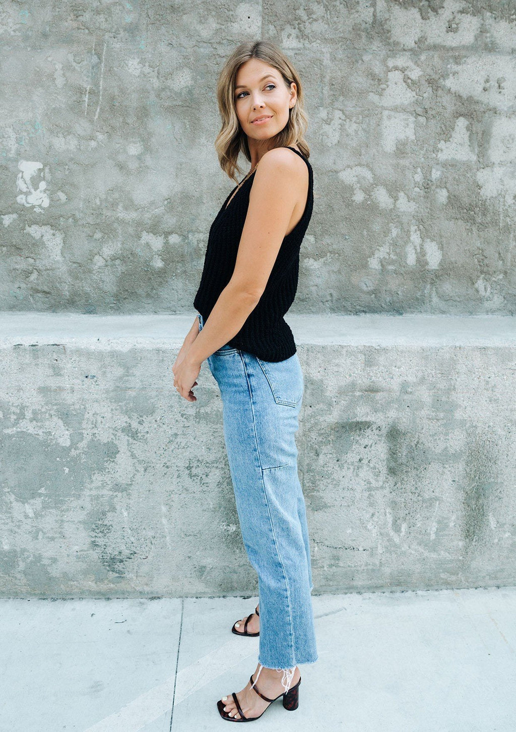 Rustic Ribbed Sweater Tank Top