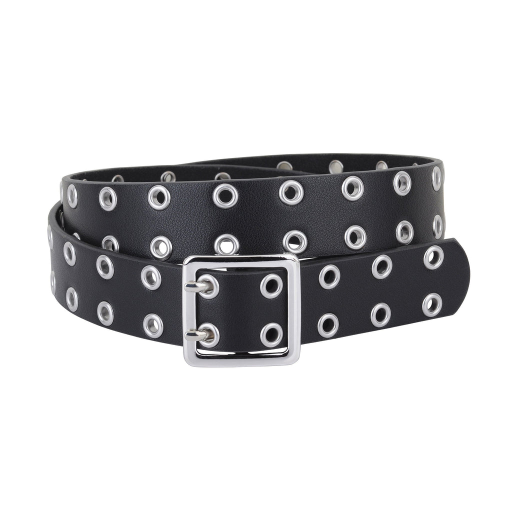 Melody Faux Leather Grommet Belt Black