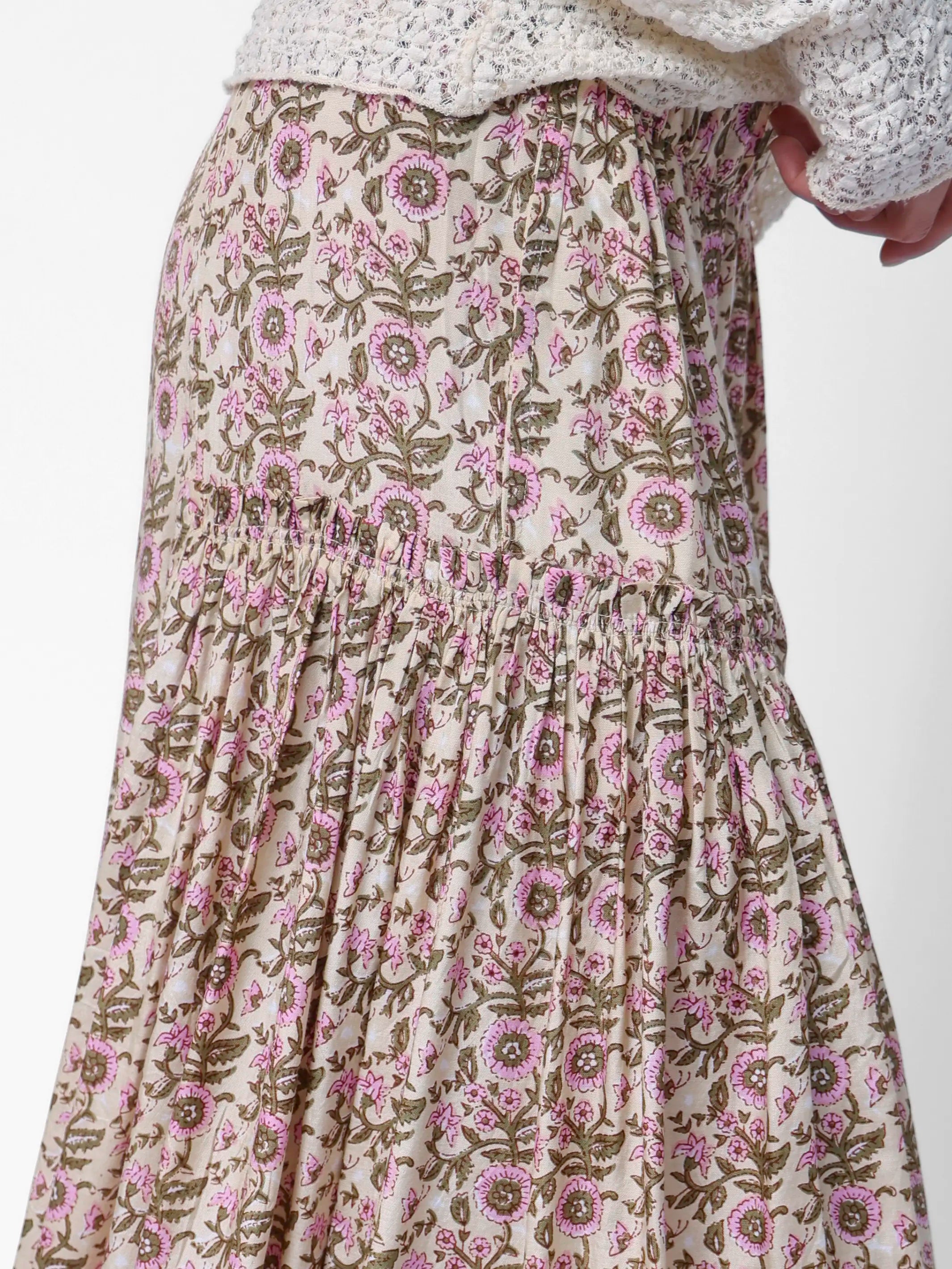 Margaux Wide Leg Pants - Cream Vine Floral