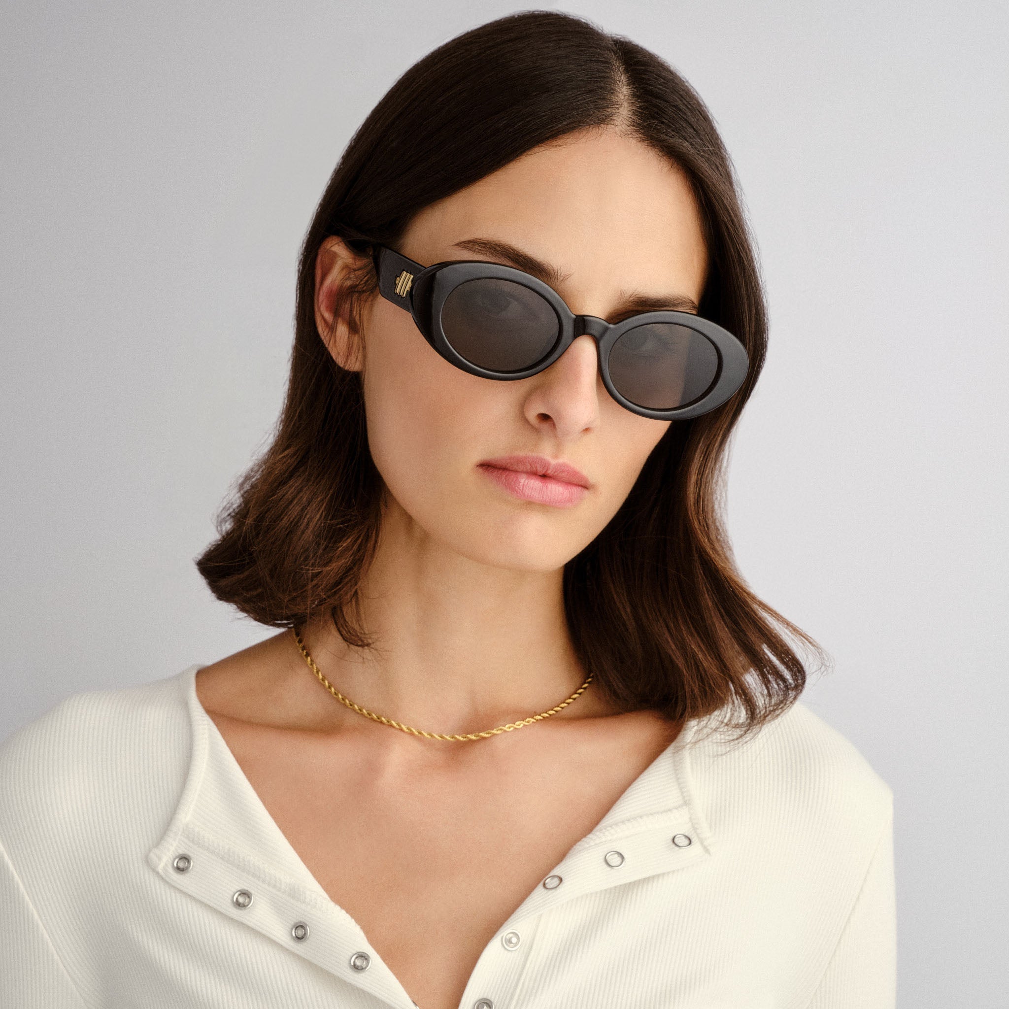 Le Specs Nouveau Black Oval Sunglasses