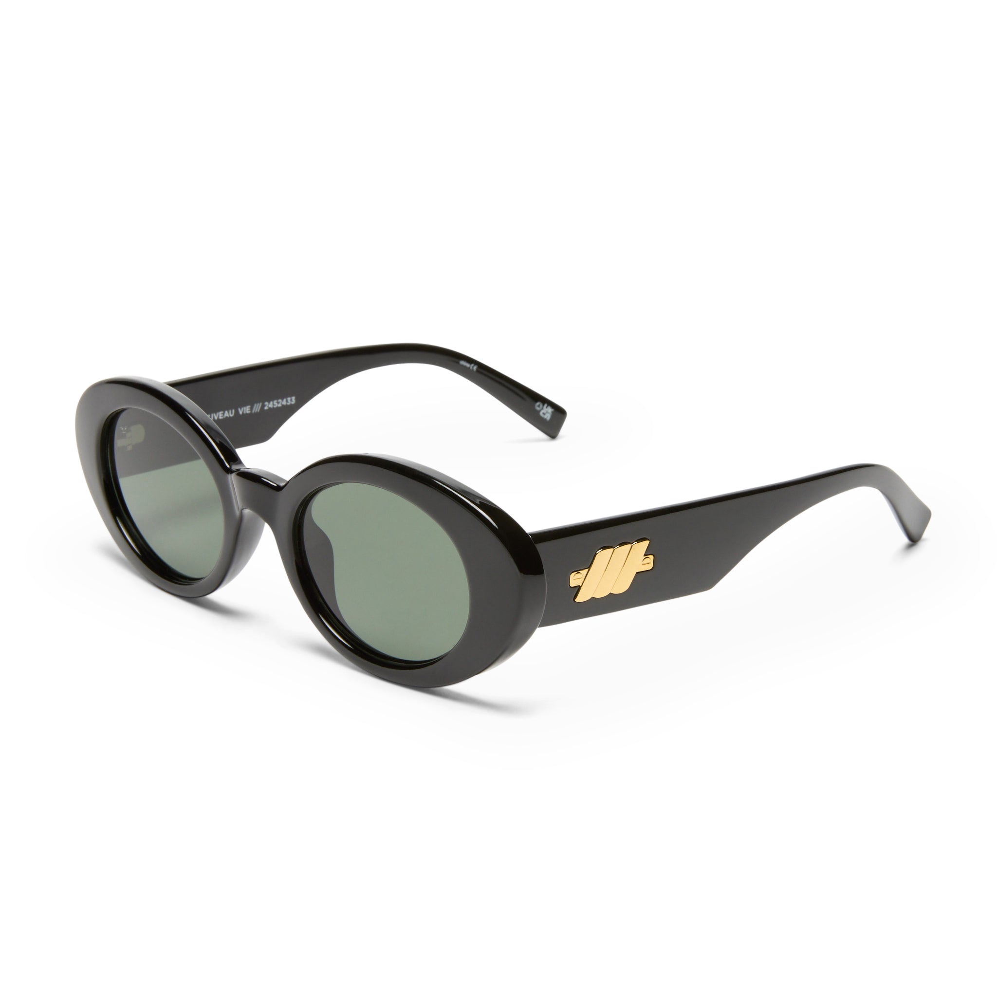 Le Specs Nouveau Black Oval Sunglasses