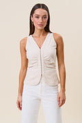Whitley Sleeveless Shirred Top Natural