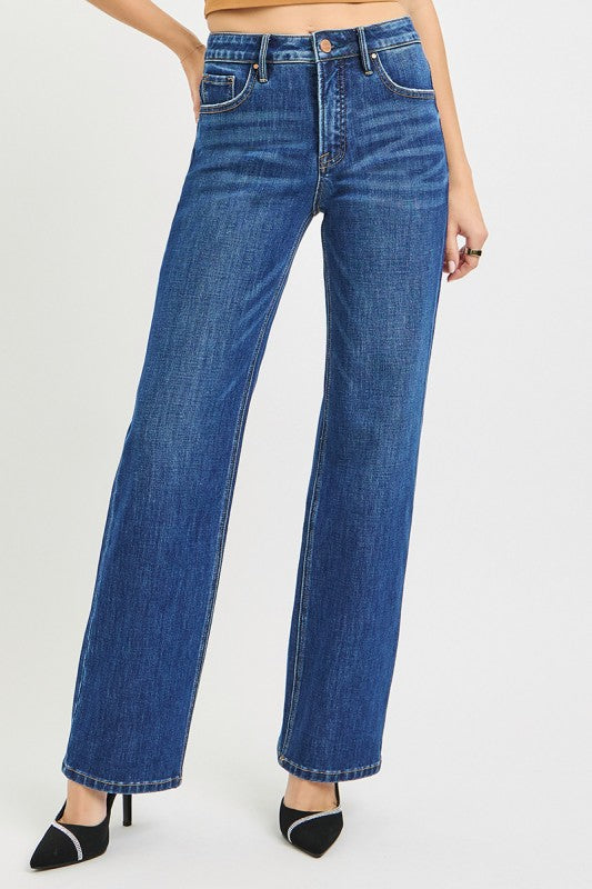 Scarlett High Rise Wide Leg Jeans Dark Wash