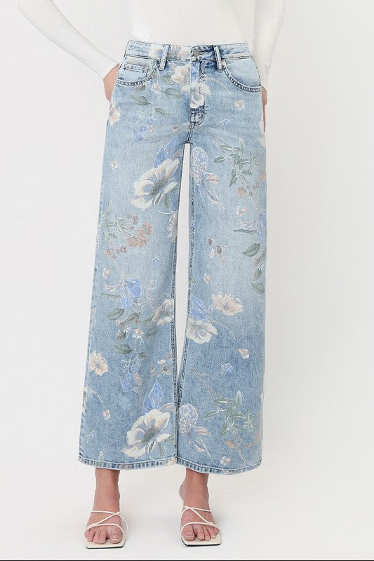 Waitlist 8/1 • Bellamy High Rise Vintage Floral Wide Leg Jeans Light Wash