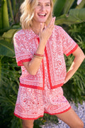Suki High Waist Abstract Print Shorts Red