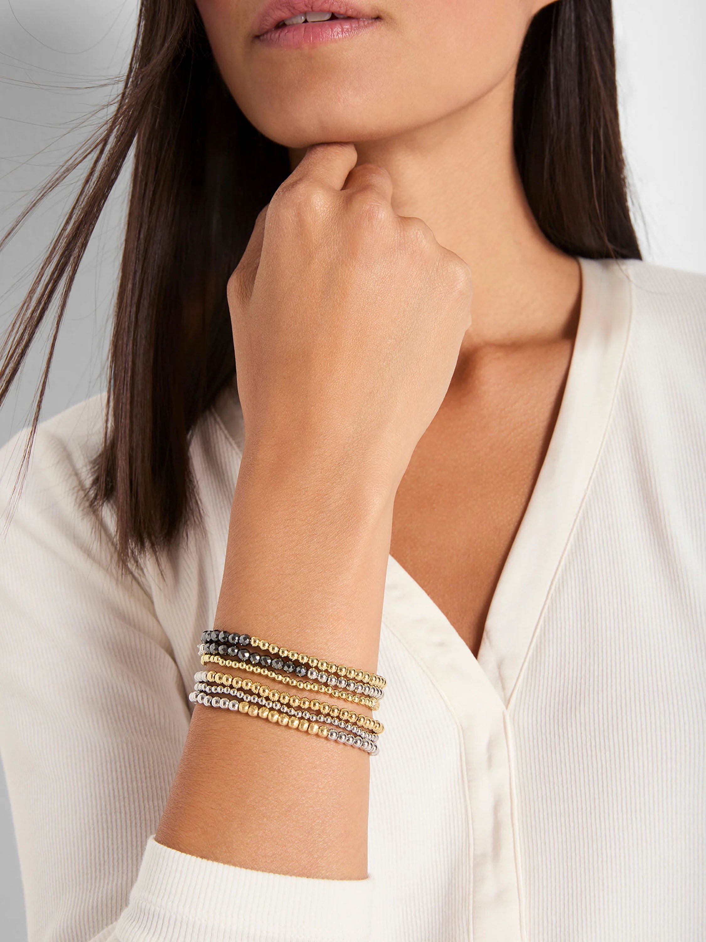 Marlyn Schiff Gold Bracelet Textured Beads