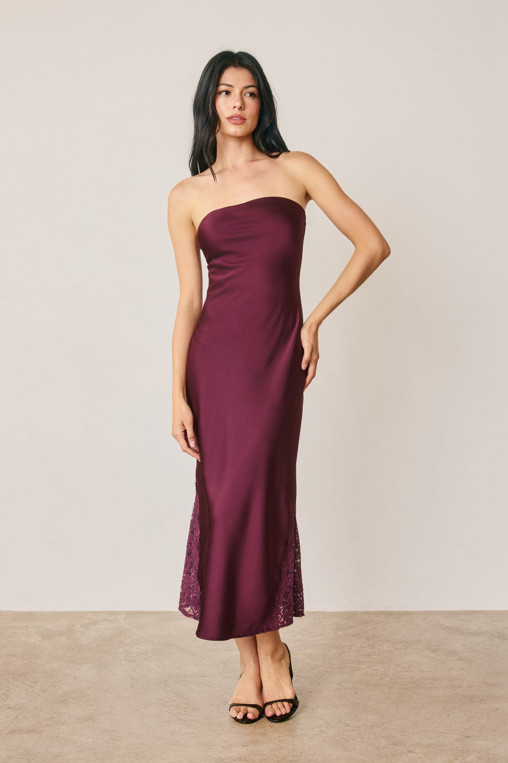 Waitlist 8/15 • Dorian Sleeveless Delicate Lace Midi Dress Burgundy