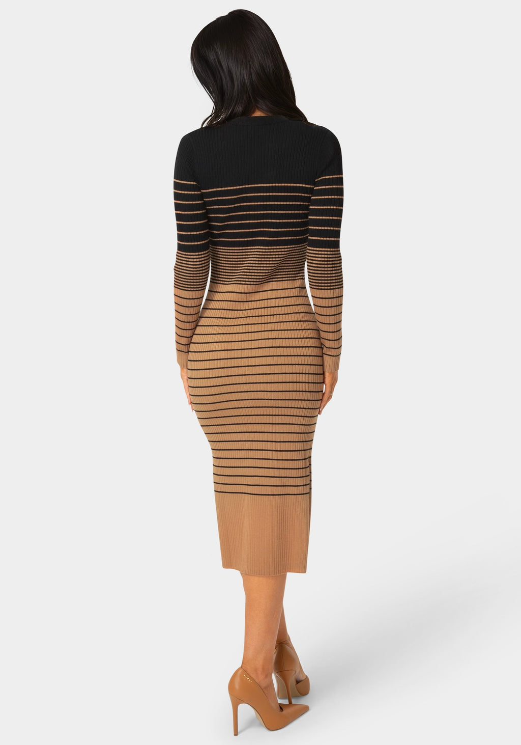 Stripe Rib Long Sleeve Maxi Dress
