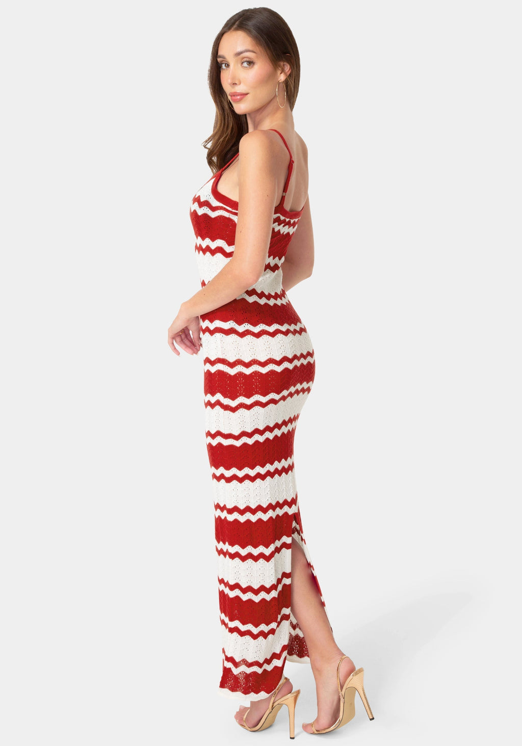 Stripe Crochet Keyhole Maxi Dress