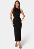 Waffle Crepe Twist Sleeveless Maxi Dress