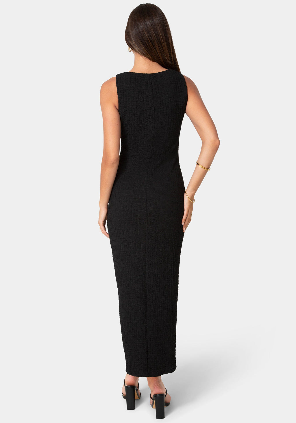 Waffle Crepe Twist Sleeveless Maxi Dress