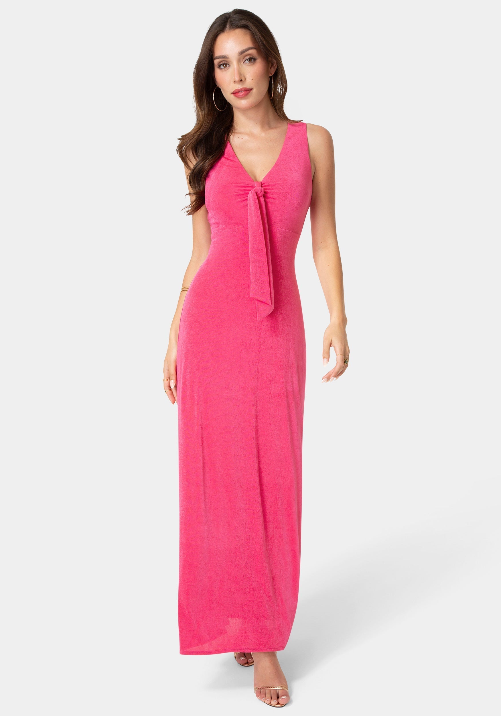 V-Neck Cutout Tie Maxi Dress
