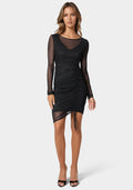 Powermesh Midi Dress With Side Shirring