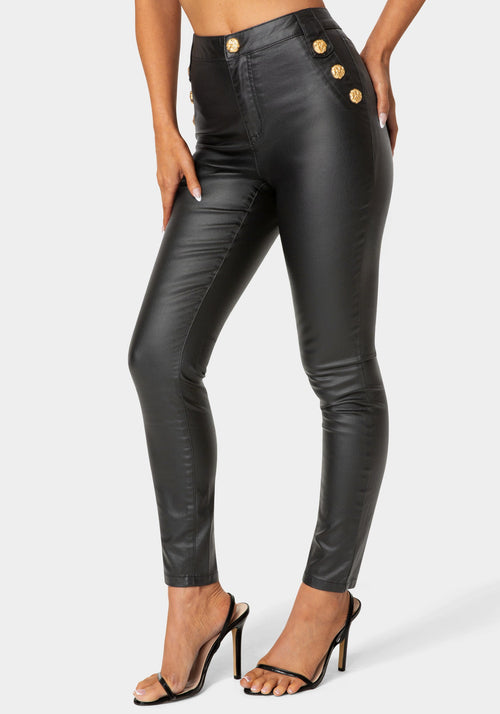 Natural Waist Coated Skinny Leg Jeans