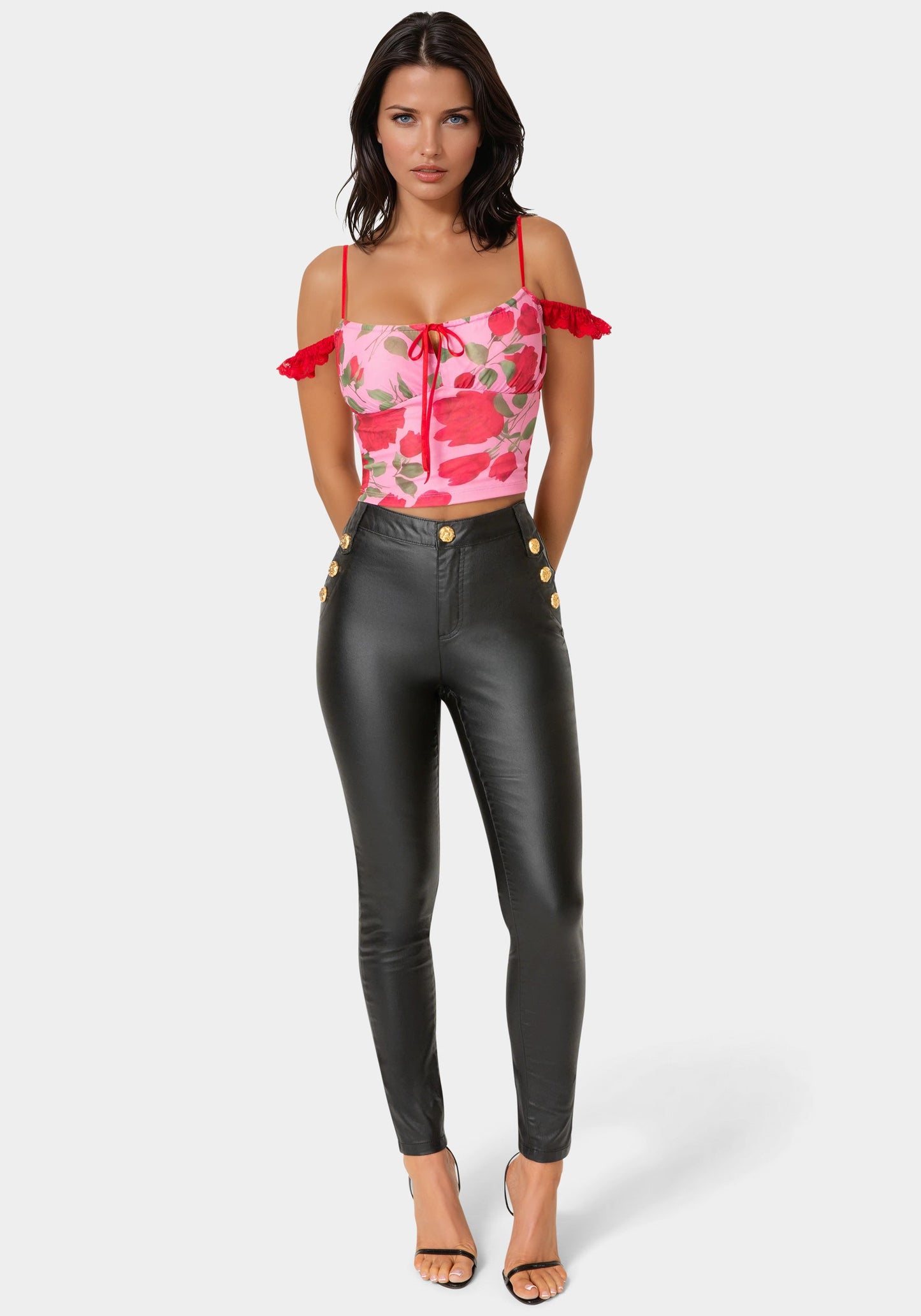 Natural Waist Coated Skinny Leg Jeans