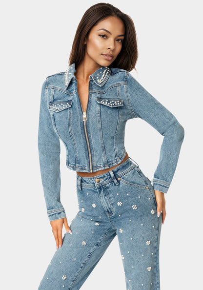 Embellished Corset Denim Jacket