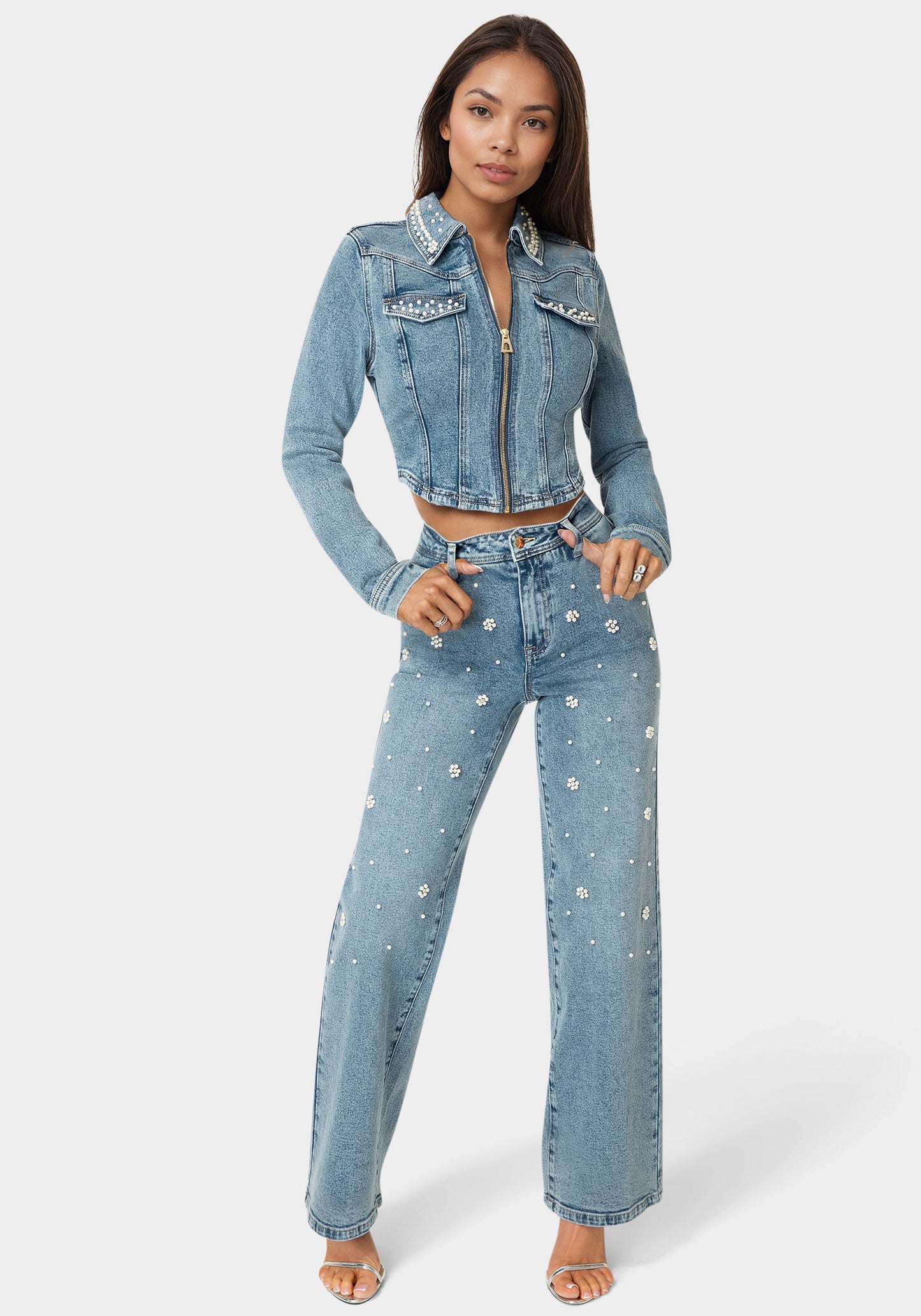 Embellished Corset Denim Jacket