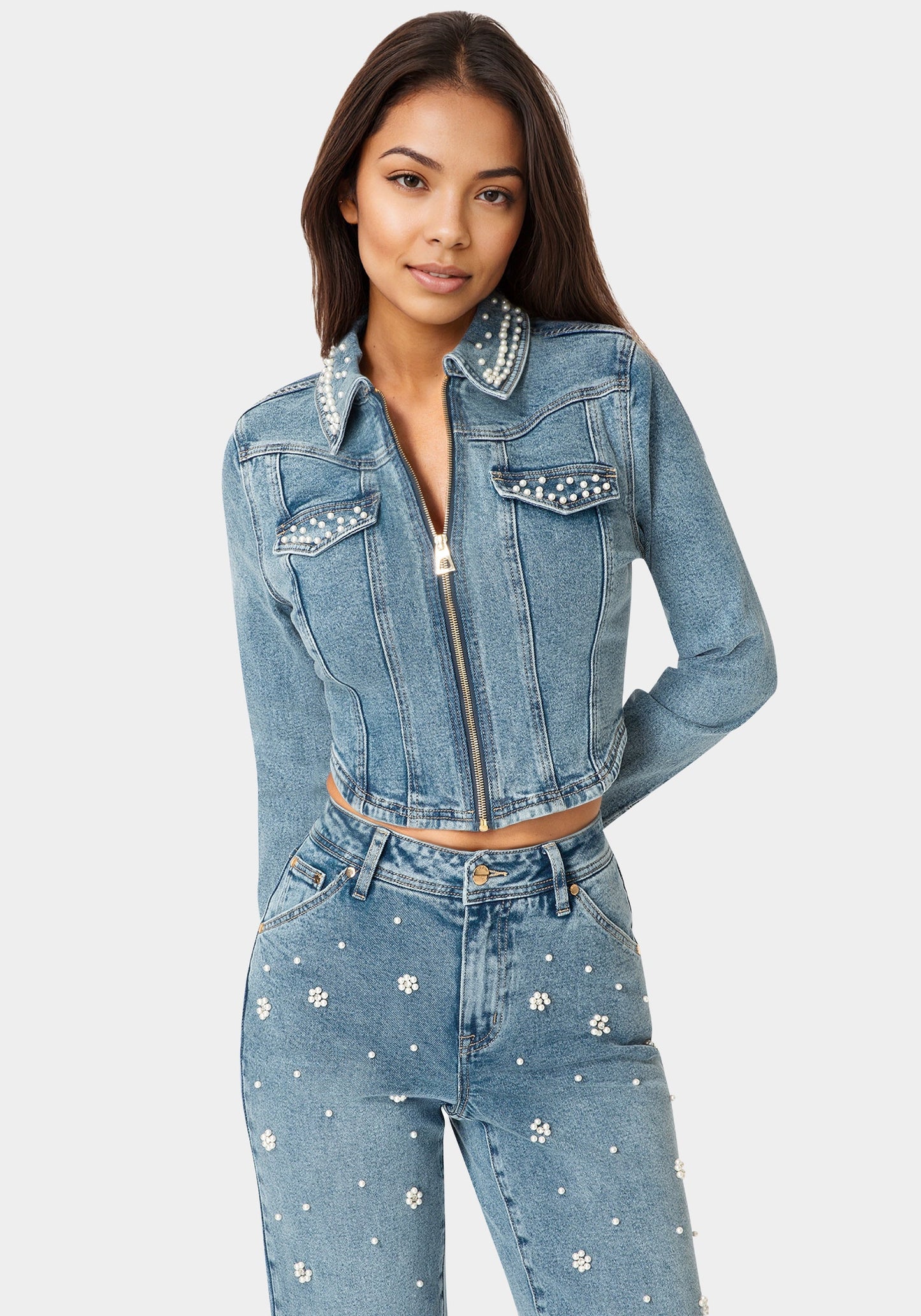 Embellished Corset Denim Jacket