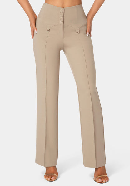 High Waist Corset Illusion Straight Leg Pant
