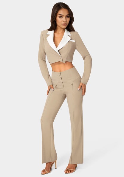 High Waist Corset Illusion Straight Leg Pant