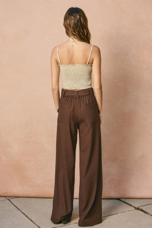 Zivah High Waist Wide Leg Pants Brown