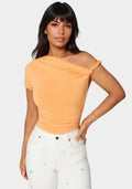 Asymmetrical Shoulder Ruched Bodysuit