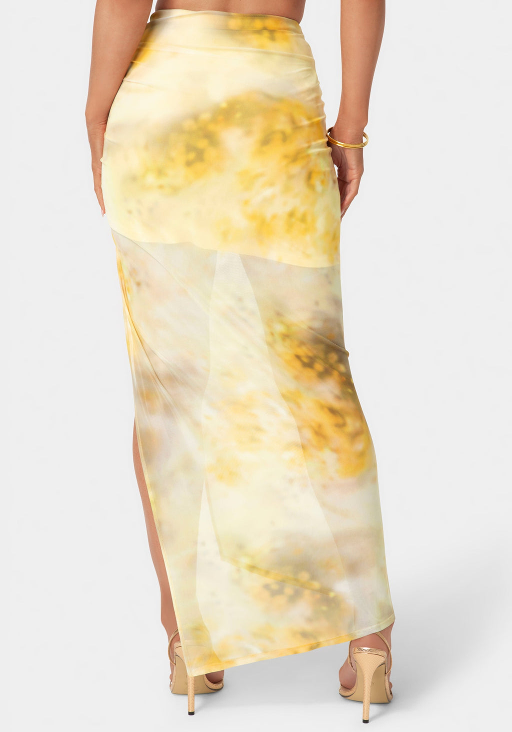 Shirring Maxi Mesh Skirt