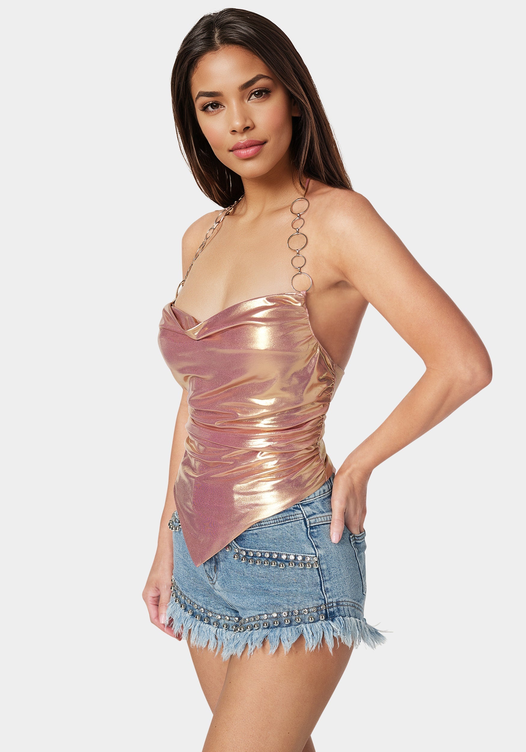 Metallic Handkerchief Top