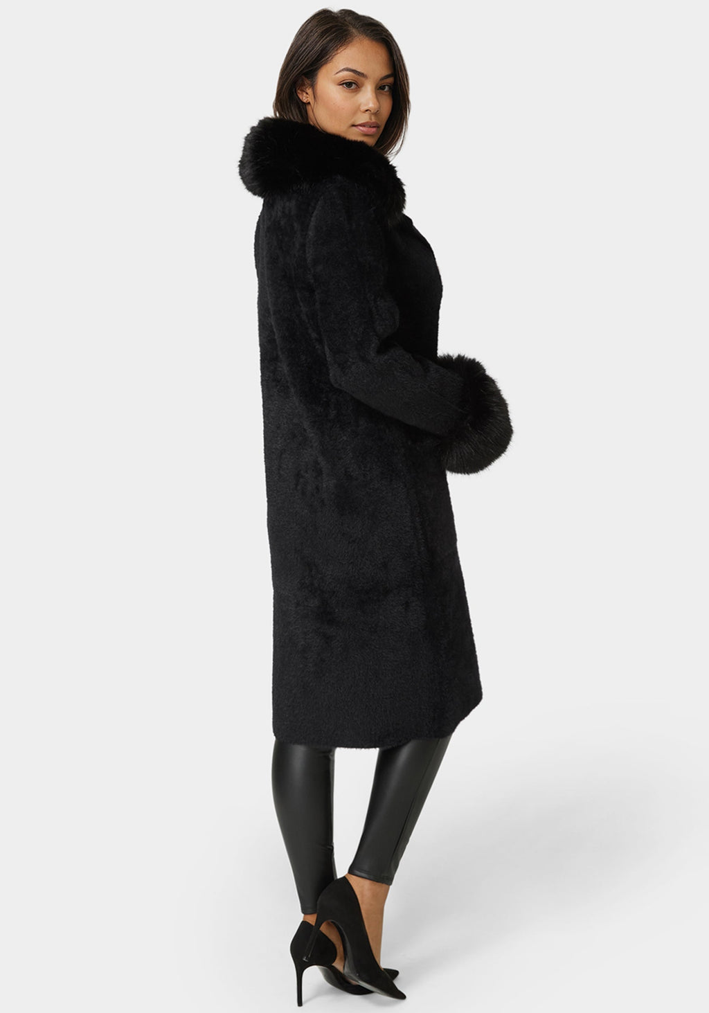 Faux Fur Collar And Cuff Long Coat