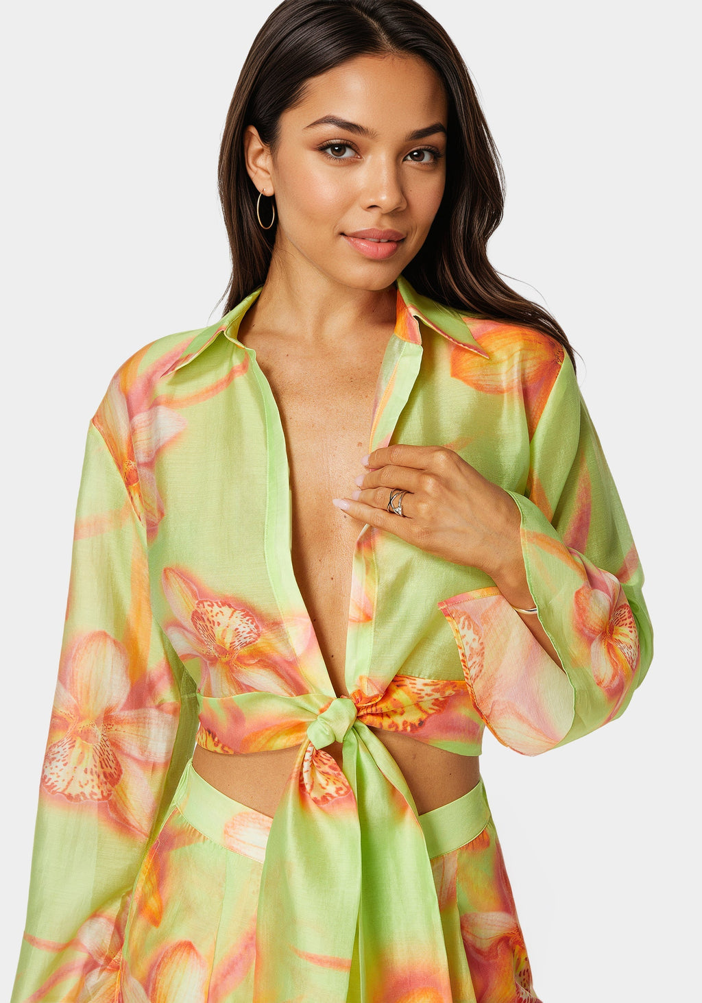 Front Tie Flowy Blouse