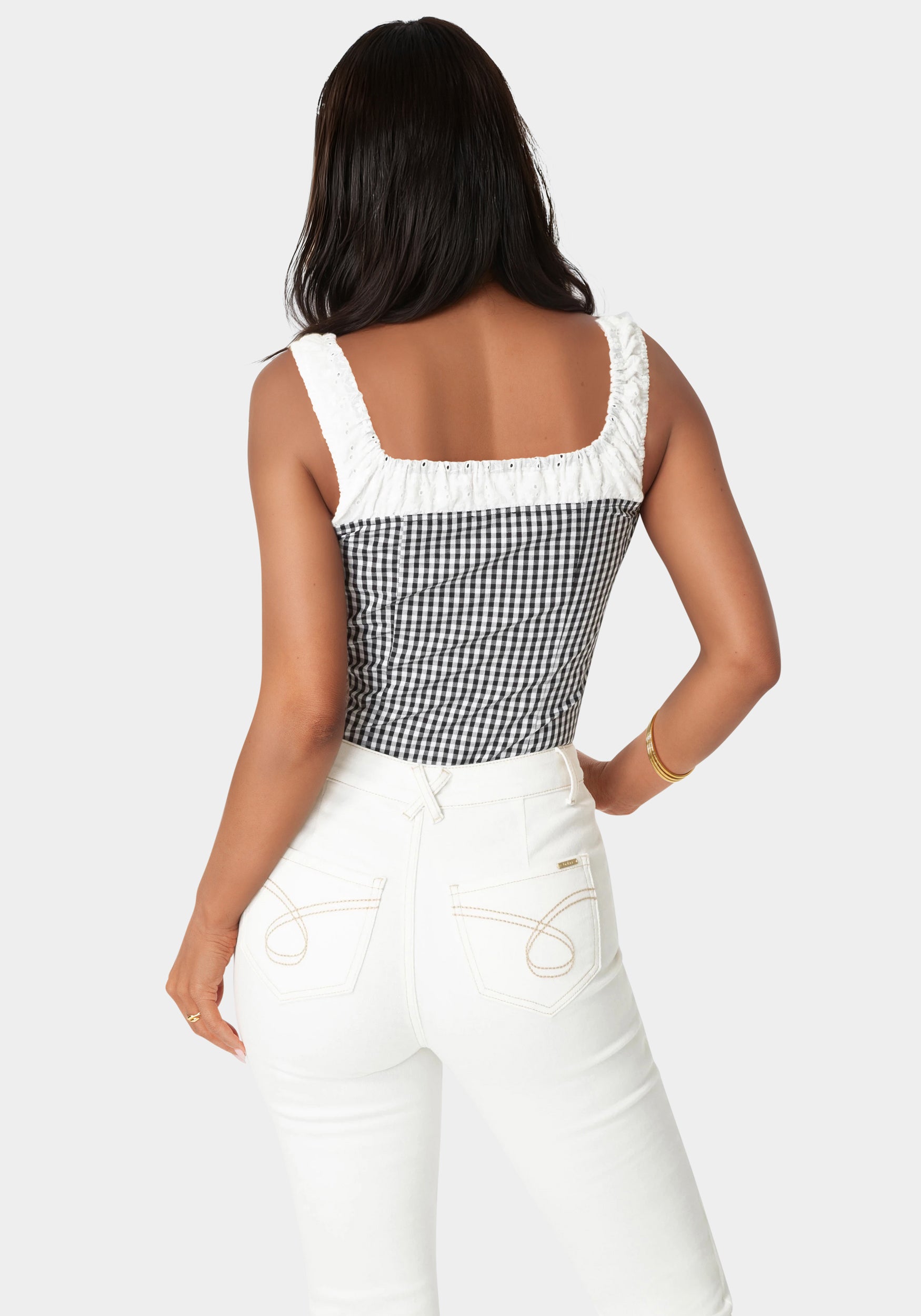 Gingham Front Tie Top