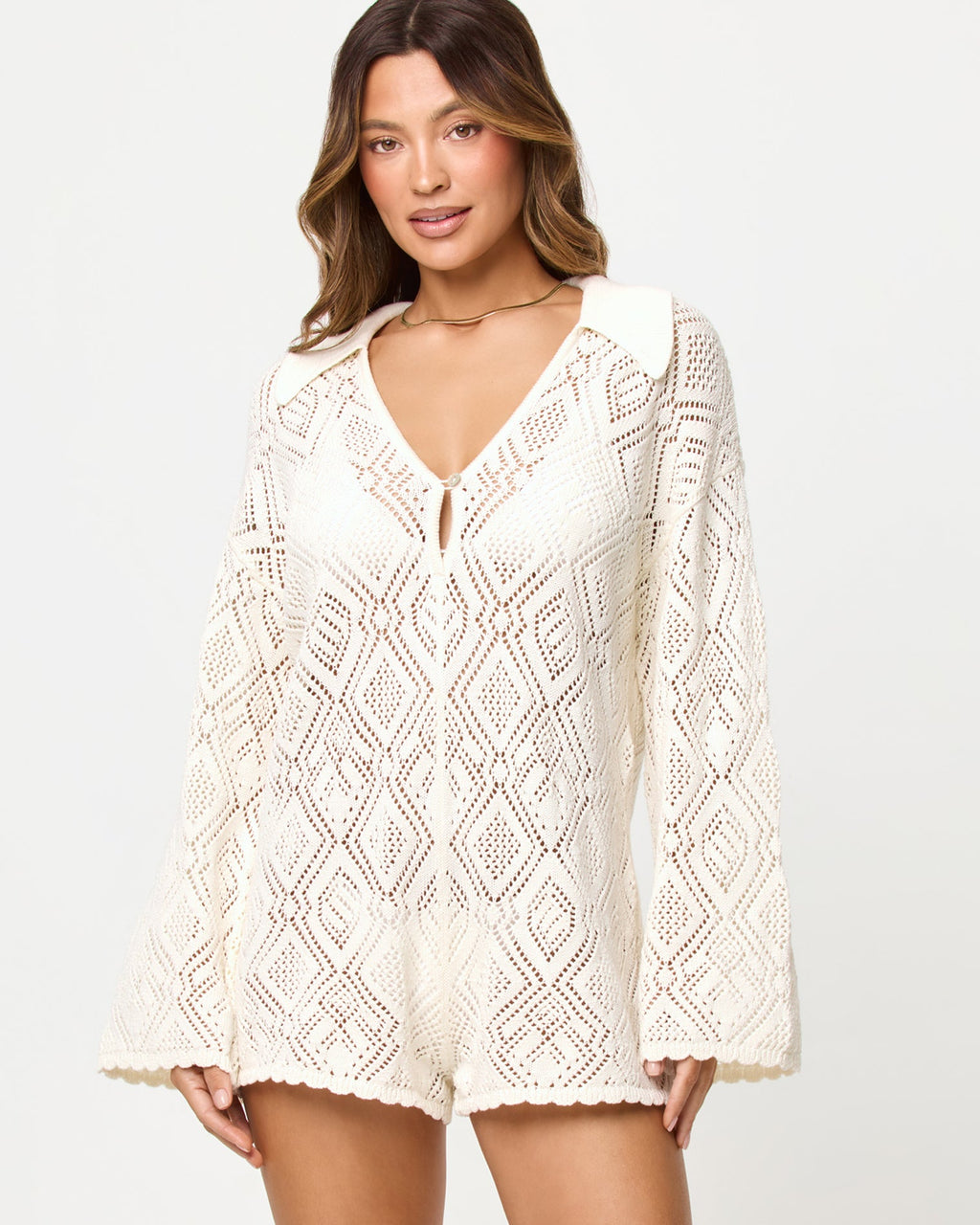 x The Salty Blonde Golden Daze Romper - Cream