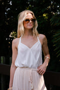 Alyce Sleeveless Surplice Neckline Racerback Top White