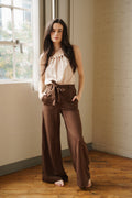 Zivah High Waist Wide Leg Pants Brown