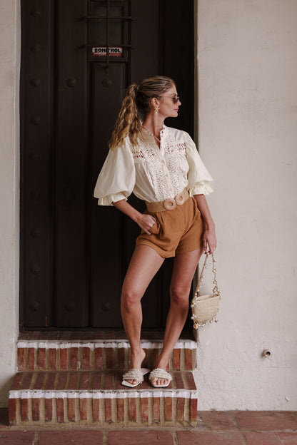 Abigail Large Two Ring Buckle Woven Belt Khaki