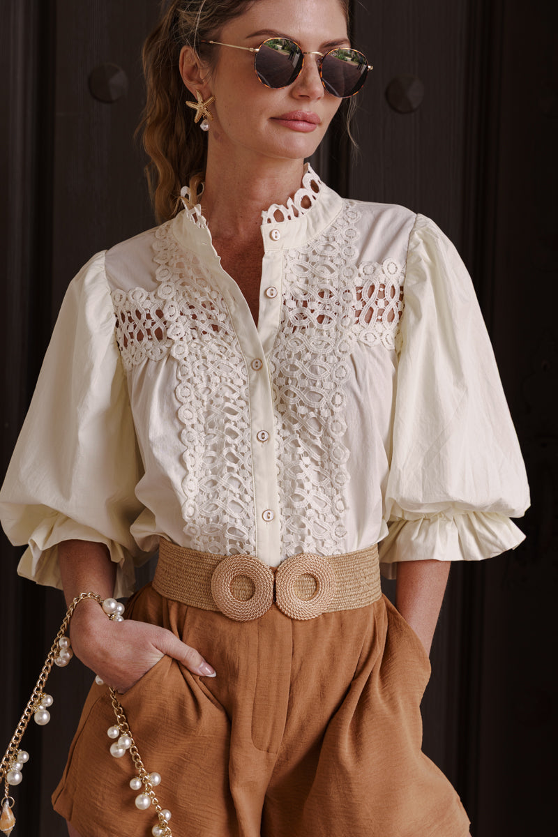 Abigail Large Two Ring Buckle Woven Belt Khaki