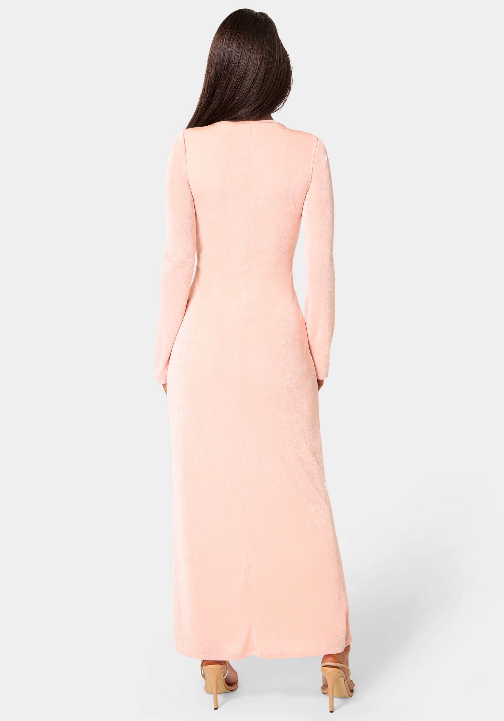 Long Sleeve Open Neck Slinky Maxi Dress