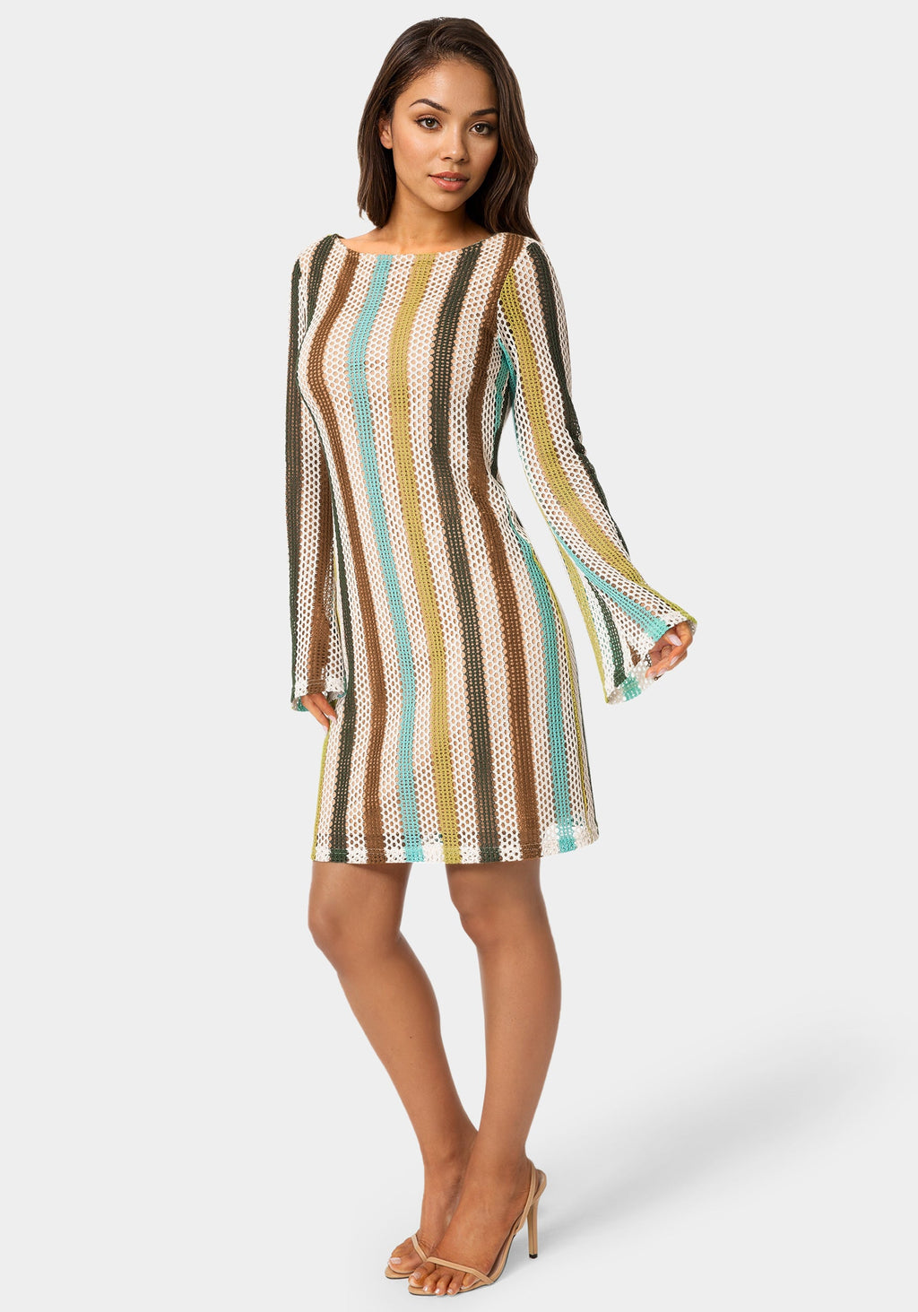 Striple Long Sleeve Slim Dress