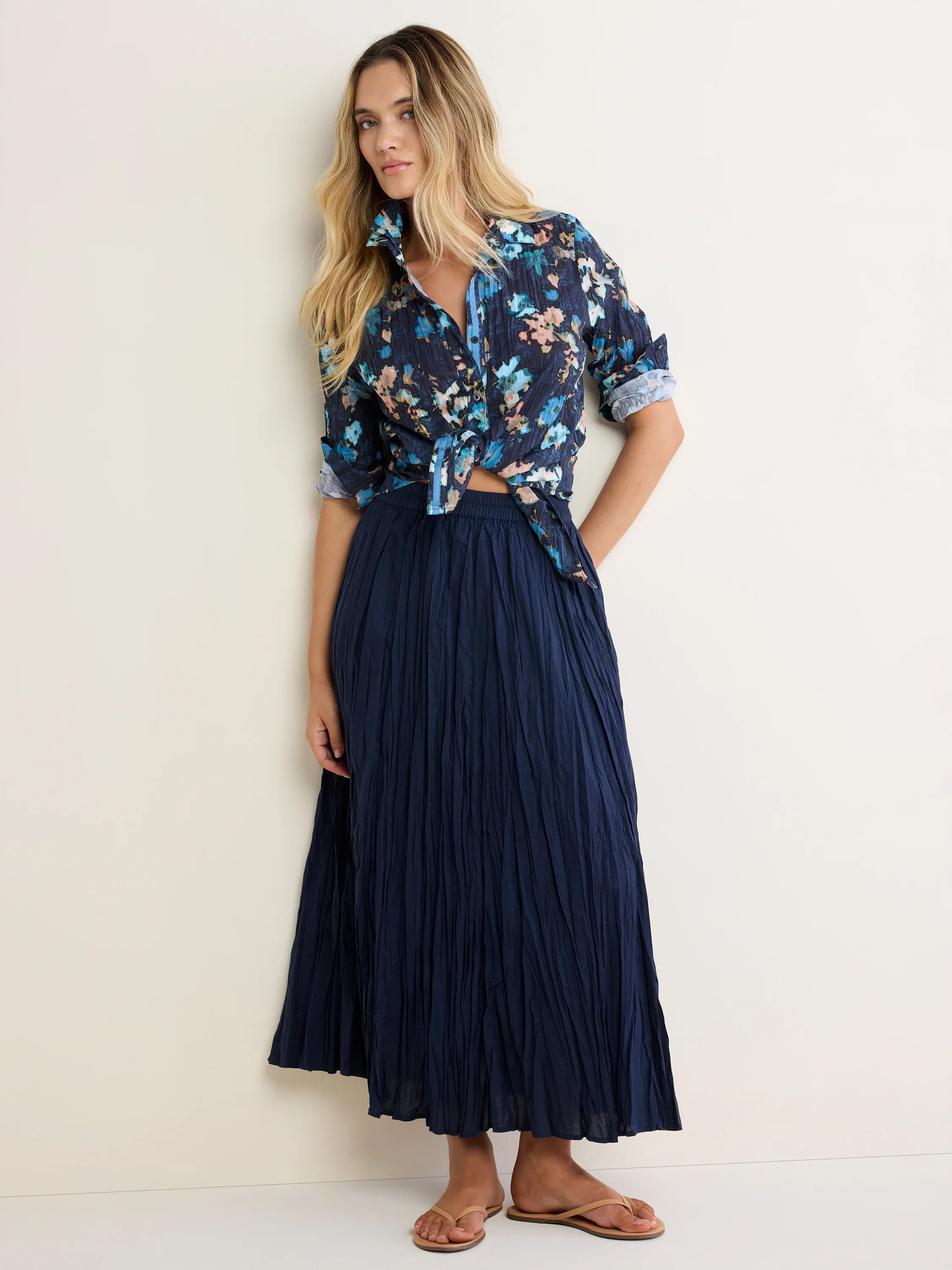 nz by NIC+ZOE Glowy Floral Core Cotton Crinkle Shirt