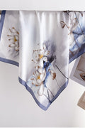 Maris Floral Print Square Elegant Neck Scarf Blue White